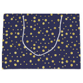 Navy Gold Stippen Elegante Party Gift Bag Groot Cadeauzakje (Voorkant)