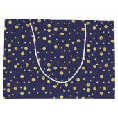 Navy Gold Stippen Elegante Party Gift Bag Groot Cadeauzakje (Achterkant)