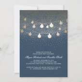 Navy Gold String Lights  Engagement Party Kaart (Voorkant)