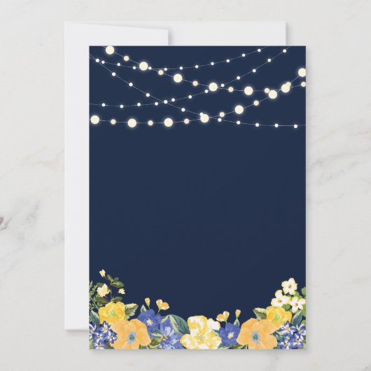 Navy & Gold String Lights Surprise Birthday Party Kaart (Achterkant)