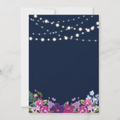 Navy & Gold String Lights Surprise Birthday Party Kaart (Achterkant)