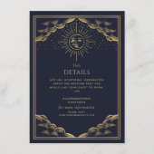 Navy Gold Sun and Moon Tarot Wedding Details Informatiekaartje (Voorkant)