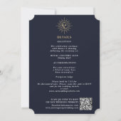 Navy Gold Sun Moon Tarot Wedding QR Code Kaart (Achterkant)