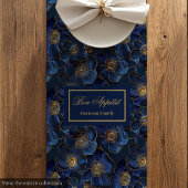 Navy Gold Table Runner Modern Floral Custom Name Medium Tafelloper