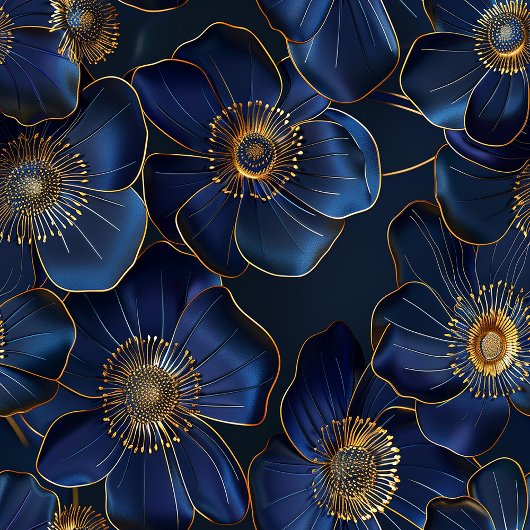 Navy Gold Table Runner Modern Floral Custom Name Medium Tafelloper