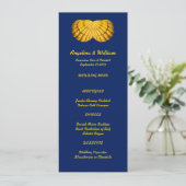 Navy Gold Tall Beach Wedding Menu Sjabloon (Staand voorkant)