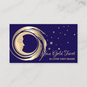 Navy Gold Tarot Reader Sterren Maan Zon Celestial Visitekaartje