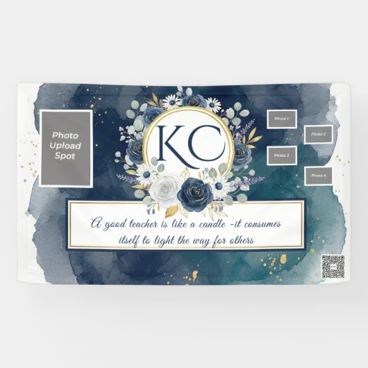 Navy Gold Teacher Appreciation Photo Banner (Horizontaal)
