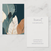 Navy Gold Tropical Leaf Logo Blank Sieraden Displa Visitekaartje (Voorkant / Achterkant)