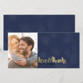 Navy & Gold trouwfoto Liefde & Bedankt Dank u (Voorkant / Achterkant)