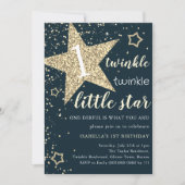 Navy & Gold Twinkle Little Star 1e verjaardag Kaart (Voorkant)