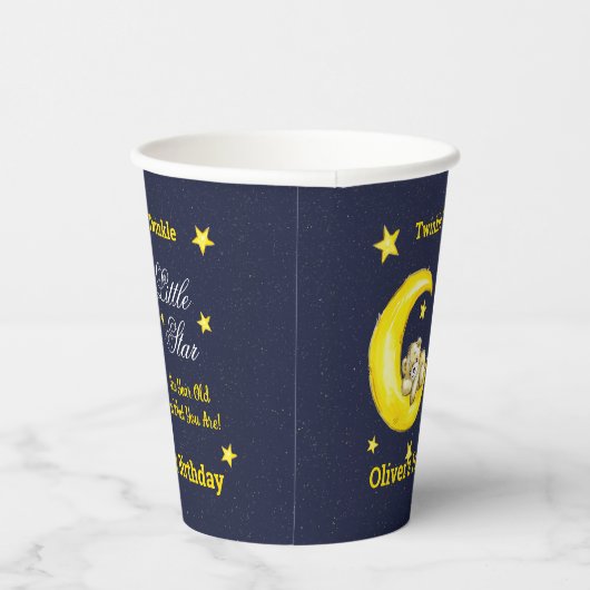 Navy Gold Twinkle Little Star 1e verjaardag Papieren Bekers (Rechts)