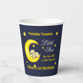 Navy Gold Twinkle Little Star 1e verjaardag Papieren Bekers