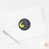 Navy Gold Twinkle Little Star 1e verjaardag Ronde Sticker (Envelop)