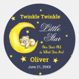 Navy Gold Twinkle Little Star 1e verjaardag Ronde Sticker