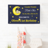 Navy Gold Twinkle Little Star 1e verjaardag Spandoek (Insitu)