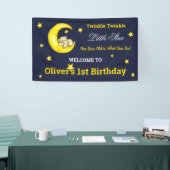 Navy Gold Twinkle Little Star 1e verjaardag Spandoek (Beurs)