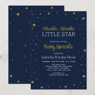 Navy & Gold   Twinkle Little Star Baby Sprinkle Kaart