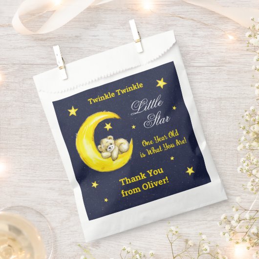 Navy Gold Twinkle Little Star Bedankt Bedankzakje (Geknipt)