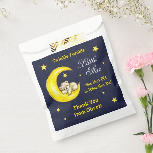 Navy Gold Twinkle Little Star Bedankt Bedankzakje (Gezegeld)