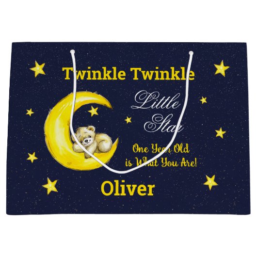 Navy Gold Twinkle Little Star Groot Cadeauzakje (Voorkant)