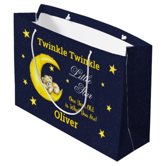 Navy Gold Twinkle Little Star Groot Cadeauzakje (Achterkant Gekanteld)