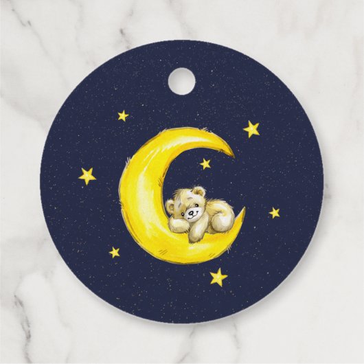 Navy Gold Twinkle Little Star Round Bedankjes Labels (Achterkant)