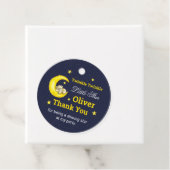 Navy Gold Twinkle Little Star Round Bedankjes Labels (In situ)