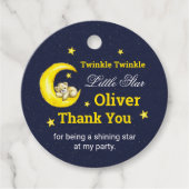 Navy Gold Twinkle Little Star Round Bedankjes Labels (Voorkant)