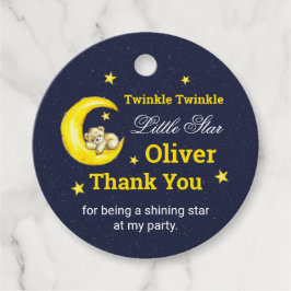 Navy Gold Twinkle Little Star Round Bedankjes Labels