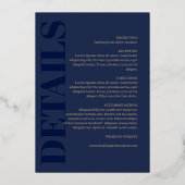 Navy & Gold Typography 2 in 1 Wedding Folie Uitnodiging (Achterkant)