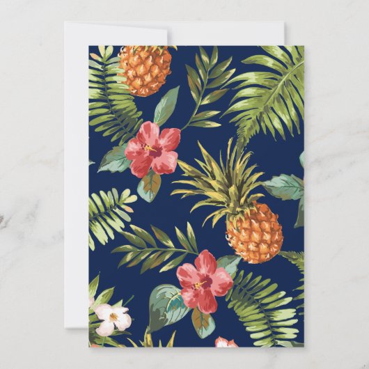 Navy & Gold | Uitnodiging tot Tropische zomerwedde (Achterkant)