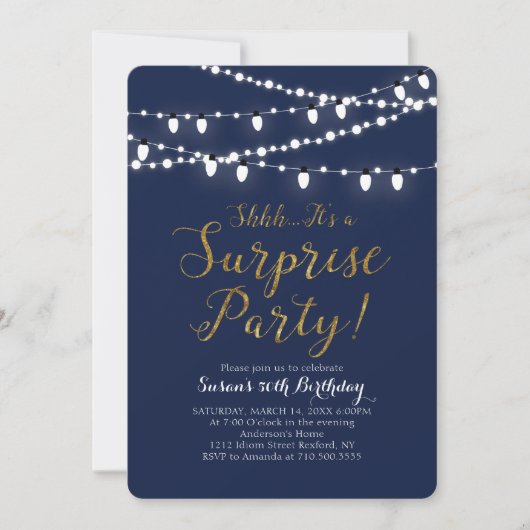 Navy & Gold | Verrassende 60e verjaardag Kaart (Voorkant)