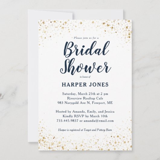 Navy Gold Vrijgezellenfeest Kaart (Voorkant)