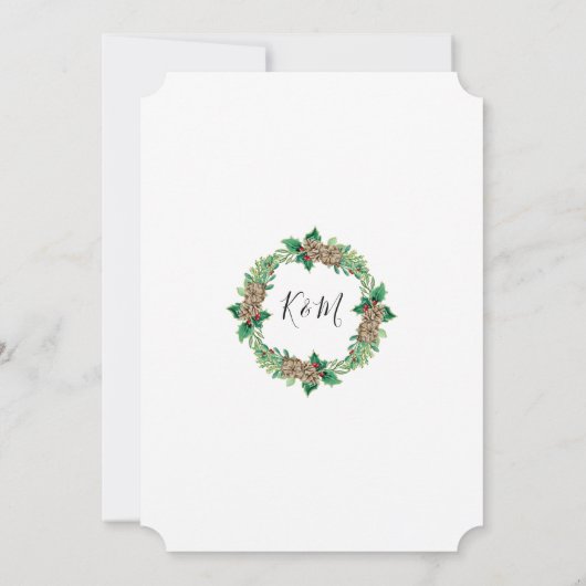 Navy Gold Waterverf Holly Wreate Vrijgezellenfeest Kaart (Achterkant)