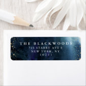 Navy Gold Waterverf Ombre Modern retouradres Etiket (Insitu)