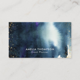Navy Gold Waterverf Ombre Modern Visitekaartje