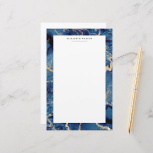Navy Gold Waves Kust Luxe Stationery Briefpapier
