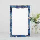 Navy Gold Waves Kust Luxe Stationery Briefpapier (Staand voorkant)