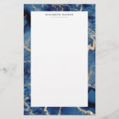 Navy Gold Waves Kust Luxe Stationery Briefpapier (Voorkant)