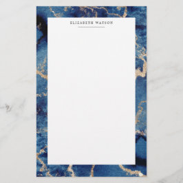 Navy Gold Waves Kust Luxe Stationery Briefpapier