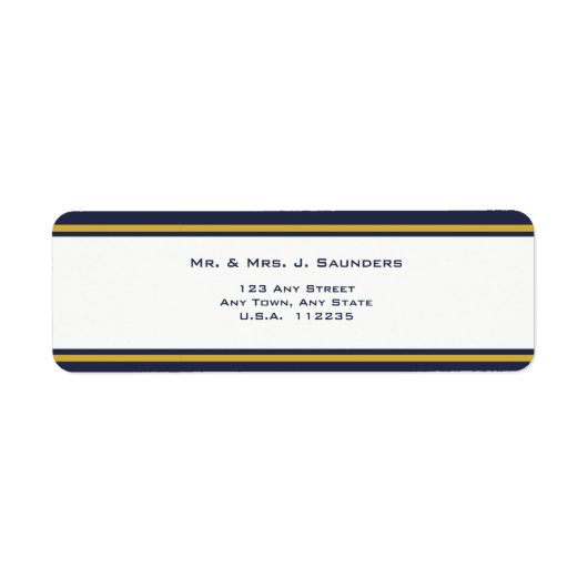 Navy & Gold Wedding Etiket (Voorkant)