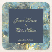 Navy & Gold Wedding Kartonnen Onderzetters (Voorkant)