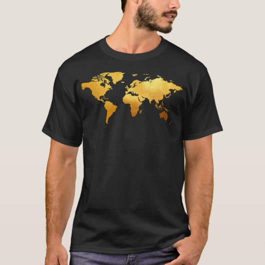Navy Gold Wereldkaart T-shirt (Voorkant)