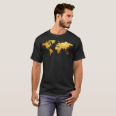 Navy Gold Wereldkaart T-shirt (Voorkant volledig)