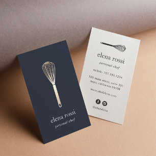 Navy & Gold Whisk Chef Catering Bakery Visitekaartje