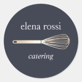 Navy & Gold Whisk Logo | Chef Caterer Baker Ronde Sticker (Voorkant)