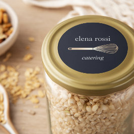 Navy & Gold Whisk Logo | Chef Caterer Baker Ronde Sticker