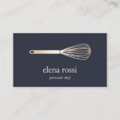 Navy & Gold Whisk Logo | Chef Catering Bakery Visitekaartje (Voorkant)