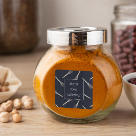 Navy & Gold Whisk Pattern | Chef Caterer Baker Vierkante Sticker